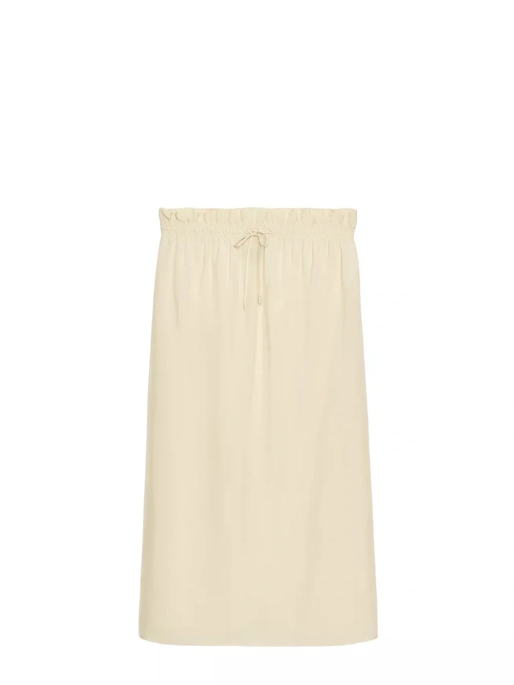 Zara Light Cream Drawstring Midi Skirt